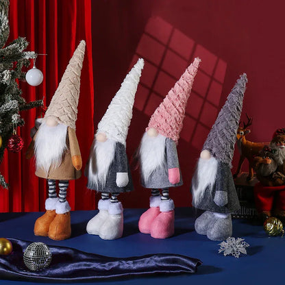Retractable Leg Christmas Gnome Plush - Adjustable Standing Holiday Decoration(white) - Mekamart Australia