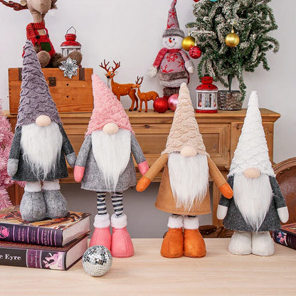 Retractable Leg Christmas Gnome Plush - Adjustable Standing Holiday Decoration(white) - Mekamart Australia