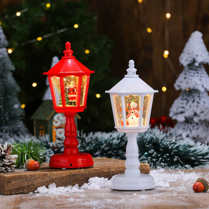 Festive LED Christmas Snow Globe Lantern - Glittering Tabletop Decoration with Santa/Snowman Scene, Dual Power(Bronze) - Mekamart Australia