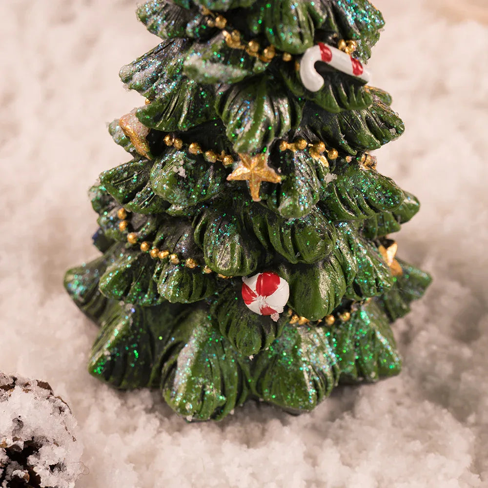 Miniature Decorated Christmas Tree Tabletop Ornament - Holiday Village Display Decoration(green) - Mekamart Australia