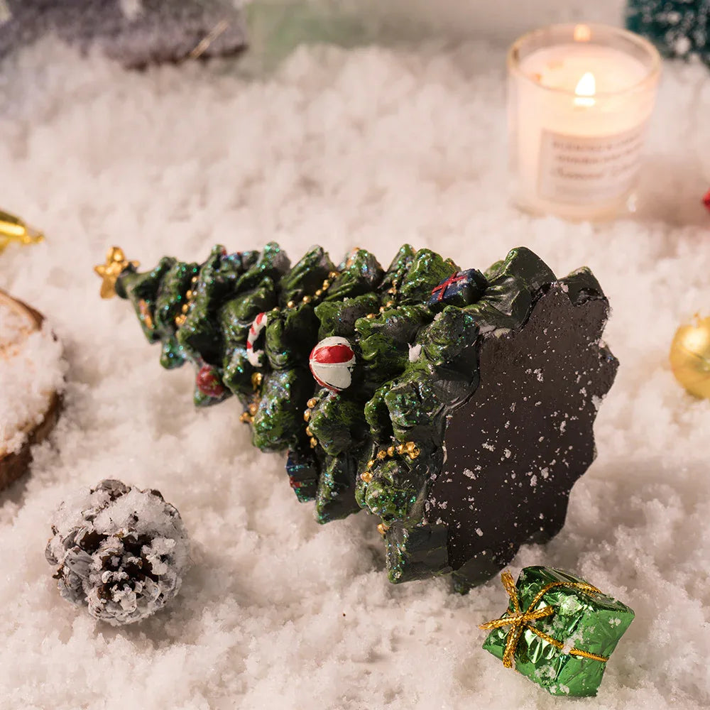 Miniature Decorated Christmas Tree Tabletop Ornament - Holiday Village Display Decoration(green) - Mekamart Australia