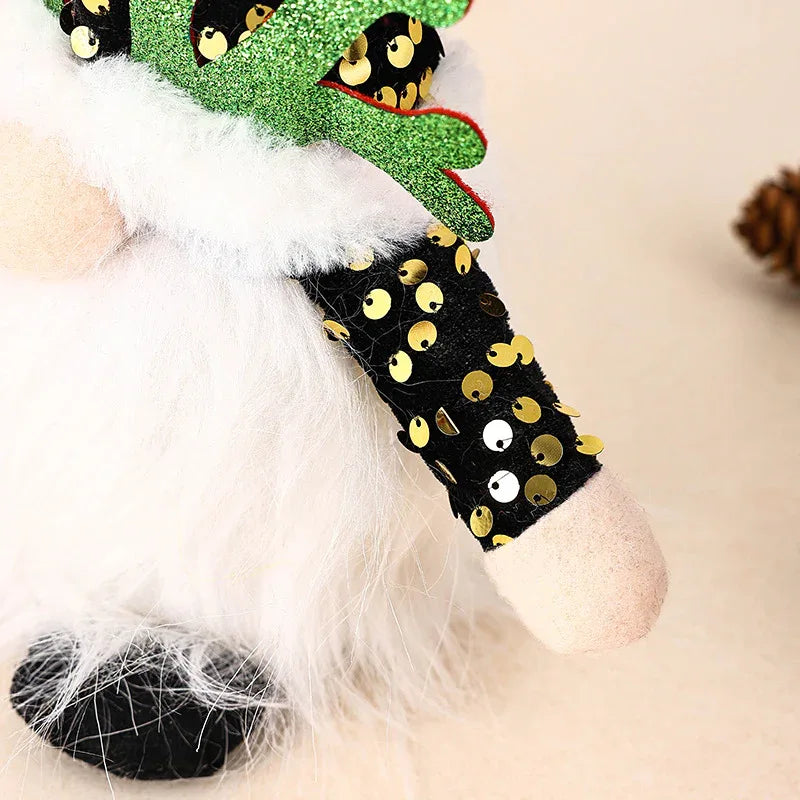 Light-Up Christmas Gnome Plush Doll with Sequin Hat & Antlers - Festive LED Tabletop Decoration(silver) - Mekamart Australia