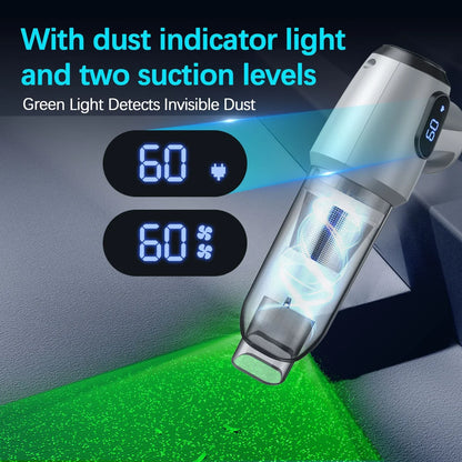 2-in-1 Cordless Handheld Vacuum & Air Duster - 12000Pa Suction, 70000 RPM, LED Light, USB-C Rechargeable(Silver) - Mekamart Australia