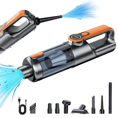 Multi-Function Cordless Handheld Vacuum Cleaner & Blower - Powerful Brushless Motor with Digital Display(Gray Orange) - Mekamart Australia