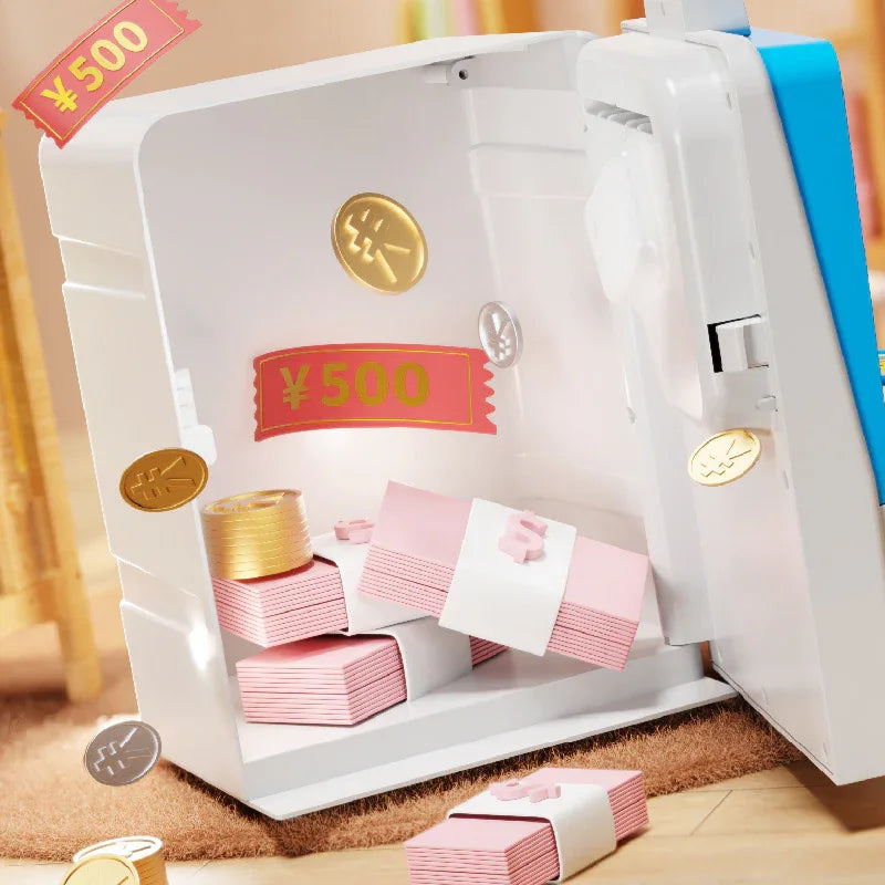Kids Electronic ATM Piggy Bank with Simulated Facial Recognition & Password - Auto Roll-in Banknote & Coin Money Box for Financial Learning(pink) - Mekamart Australia