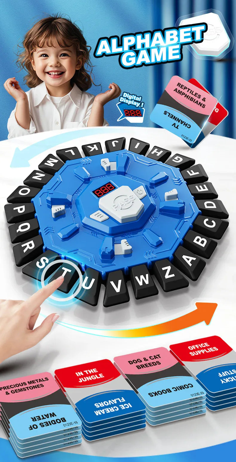 2pc Electronic Alphabet Categories Game - Fast-Paced Word Challenge for Family Fun(red) - Mekamart Australia
