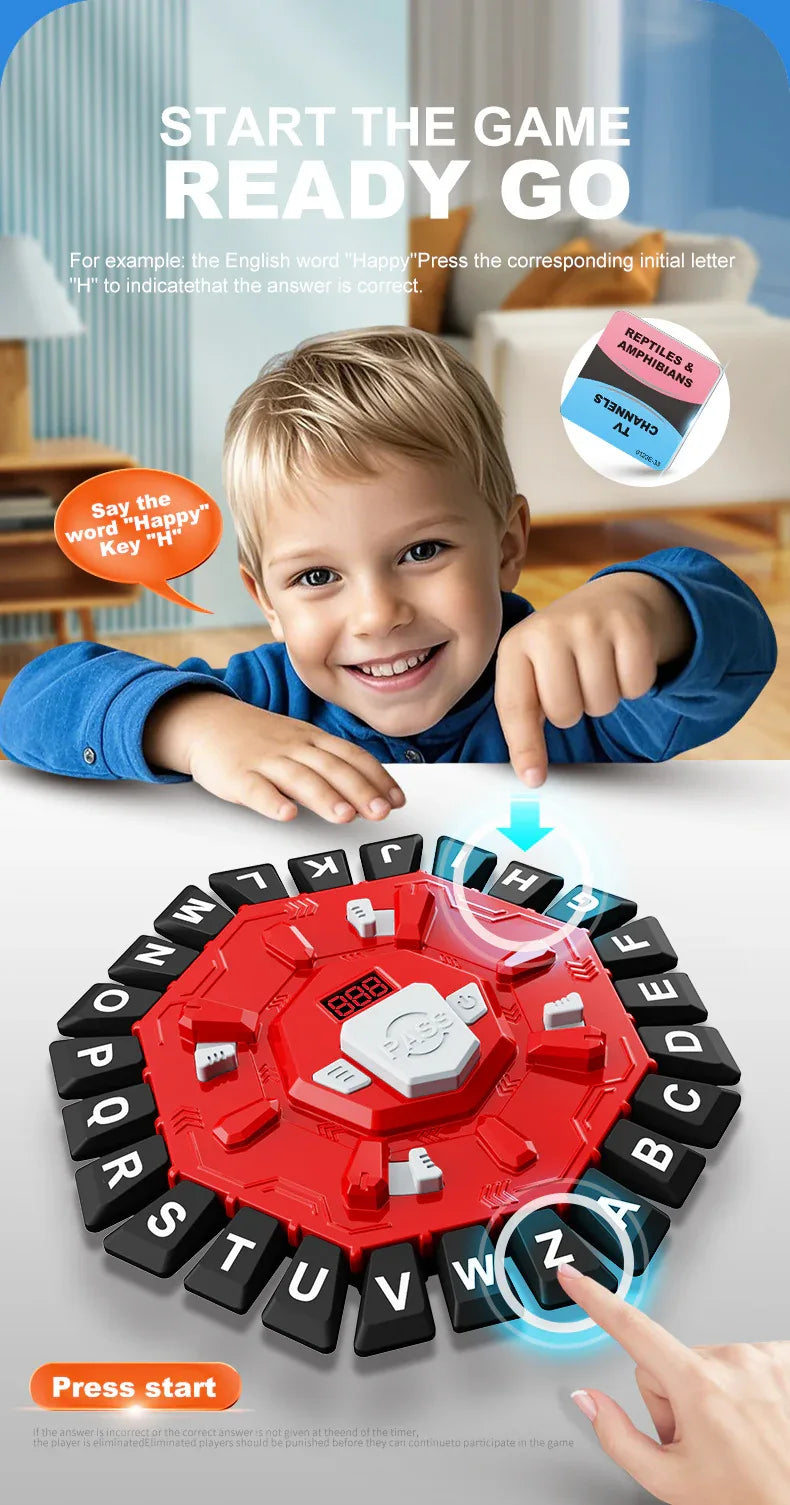 2pc Electronic Alphabet Categories Game - Fast-Paced Word Challenge for Family Fun(red) - Mekamart Australia