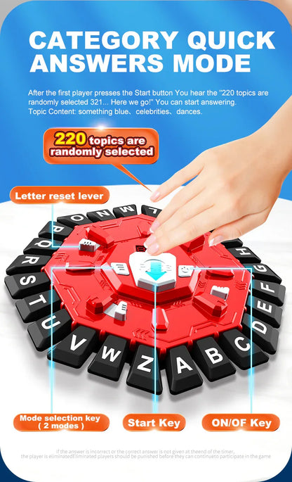 2pc Electronic Alphabet Categories Game - Fast-Paced Word Challenge for Family Fun(red) - Mekamart Australia
