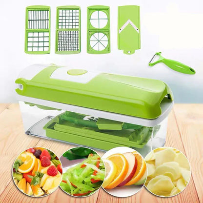 Multi-Functional Vegetable Chopper & Slicer Set - Dicer, Grater with Food Container & Peeler(green) - Mekamart Australia
