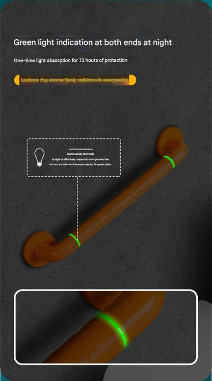 2pc Heavy-Duty Anti-Slip Safety Grab Bar with Luminous Rings - Stainless Steel Core Bathroom Handrail(yellow 50cm) - Mekamart Australia