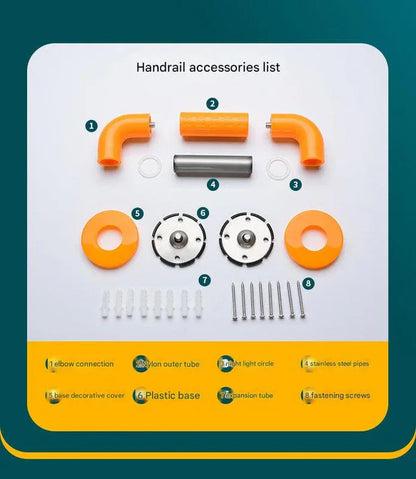 2pc Heavy-Duty Anti-Slip Safety Grab Bar with Luminous Rings - Stainless Steel Core Bathroom Handrail(yellow 50cm) - Mekamart Australia