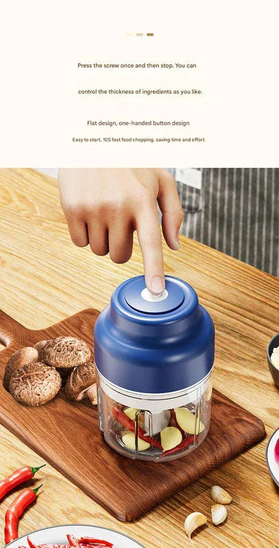 Powerful Mini Electric Food Chopper - USB Rechargeable Cordless Garlic & Meat Mincer(purple 320ml + 6-blade knife) - Mekamart Australia