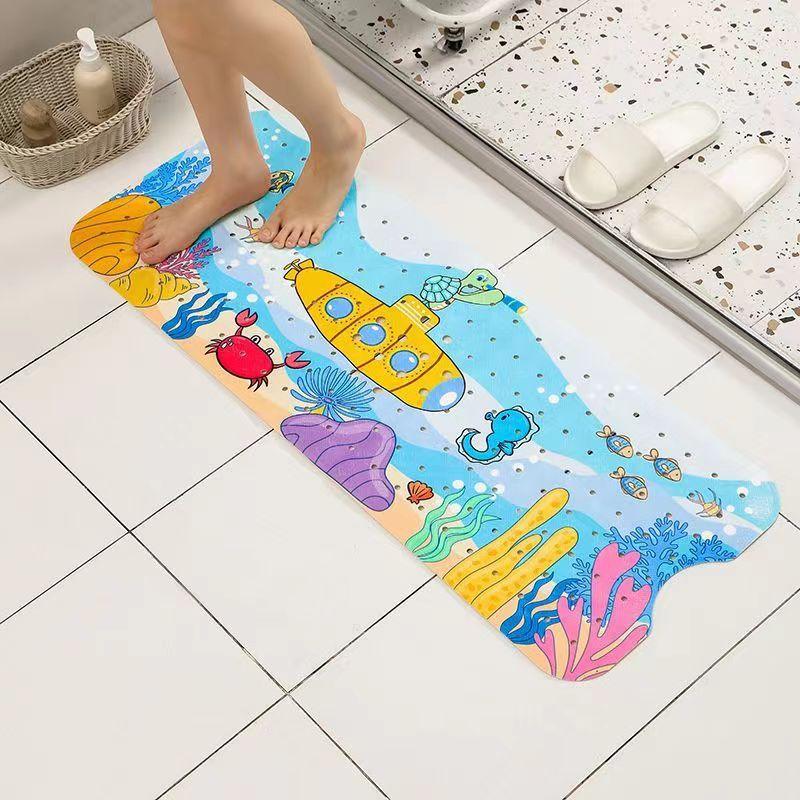 Non-Slip PVC Bath & Shower Mat with Suction Cups and Drainage Holes - Cartoon Ocean Theme(Submarine) - Mekamart Australia
