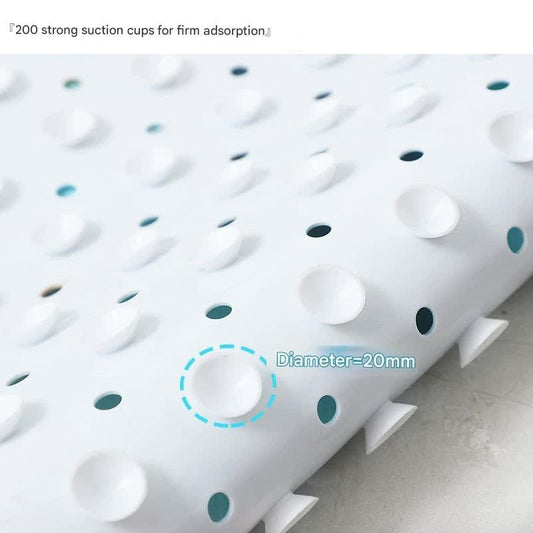 Non-Slip PVC Bath & Shower Mat with Suction Cups and Drainage Holes - Cartoon Ocean Theme(Dark-haired Mermaid) - Mekamart Australia