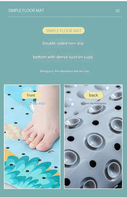 Non-Slip PVC Bath & Shower Mat with Suction Cups and Drainage Holes - Cartoon Ocean Theme(Blonde Mermaid) - Mekamart Australia