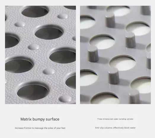 White And Green DIY Interlocking Non-Slip Floor Tiles - 18-Pack PVC Drainage Mat for Shower & Bathroom Safety - Mekamart Australia