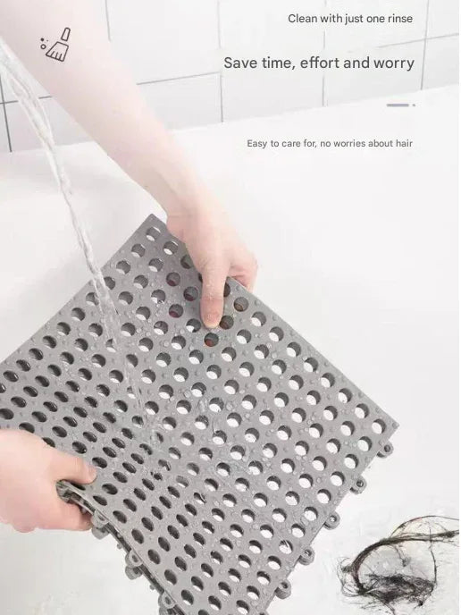 Green And Pink DIY Interlocking Non-Slip Floor Tiles - 18-Pack PVC Drainage Mat for Shower & Bathroom Safety - Mekamart Australia