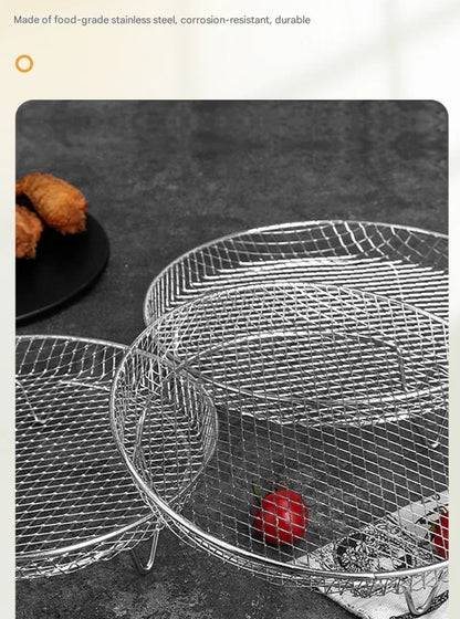 Silver 3-Pack Stackable Air fryer Racks - Food Grade Stainless Steel Multi-Layer Dehydrator & Crisper Tray Accessory - Mekamart Australia