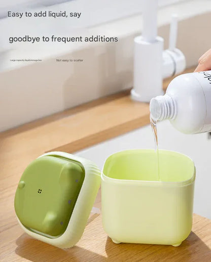 2 Pcs Green Cute Cat Press-to-Dispense Soap Pump & Sponge Caddy for Kitchen Sink - Mekamart Australia