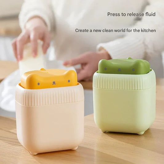 2 Pcs ( Green + Yellow ) Cute Cat Press-to-Dispense Soap Pump & Sponge Caddy for Kitchen Sink - Mekamart Australia