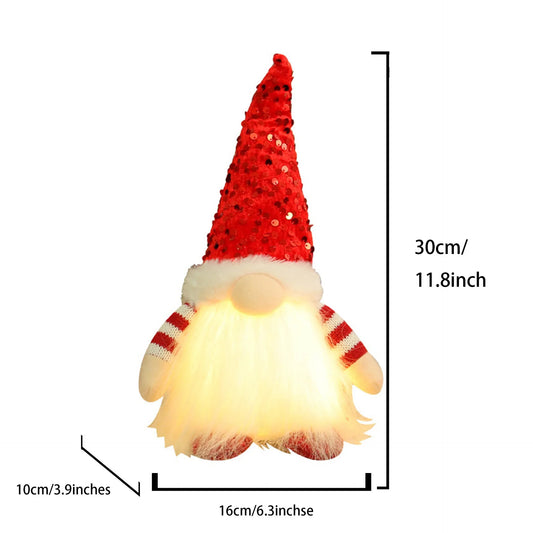 2 Pcs Red Charming Light-Up Christmas Gnome - Festive Nordic Plush Holiday Decoration - Mekamart Australia