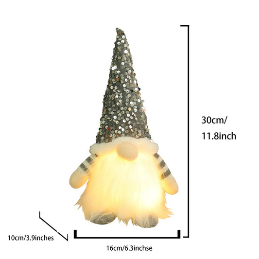 2 Pcs Grey Charming Light-Up Christmas Gnome - Festive Nordic Plush Holiday Decoration - Mekamart Australia