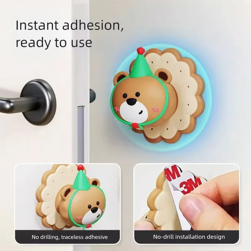 4 Pcs Brown Adorable Bear Wall Protector - Multi-Use Self-Adhesive Door Stopper Bumper - Mekamart Australia