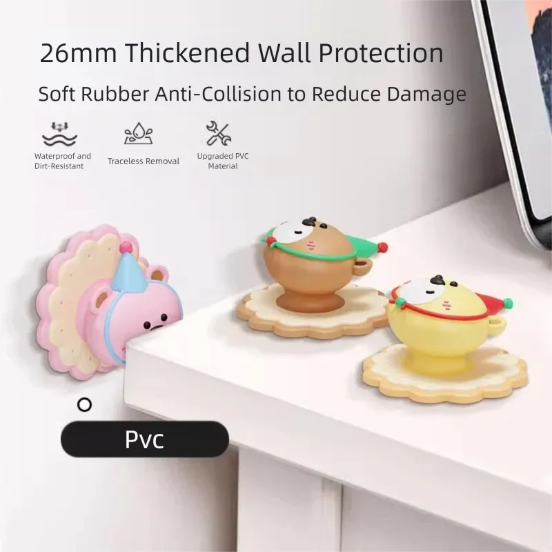 4 Pcs Pink Adorable Bear Wall Protector - Multi-Use Self-Adhesive Door Stopper Bumper - Mekamart Australia