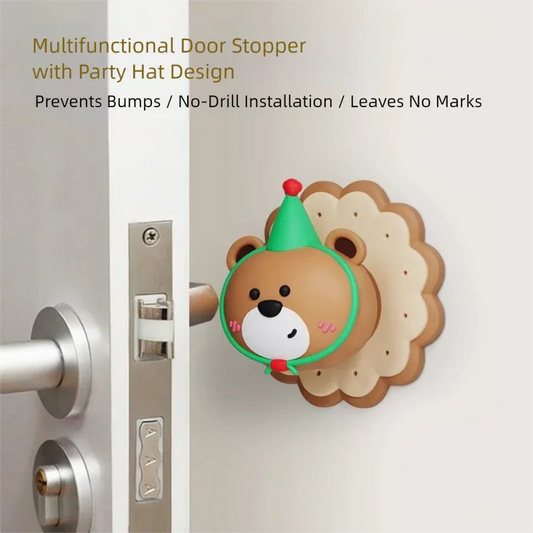 3 Pcs (Pink + Brown + Yellow) Adorable Bear Wall Protector - Multi-Use Self-Adhesive Door Stopper Bumper - Mekamart Australia