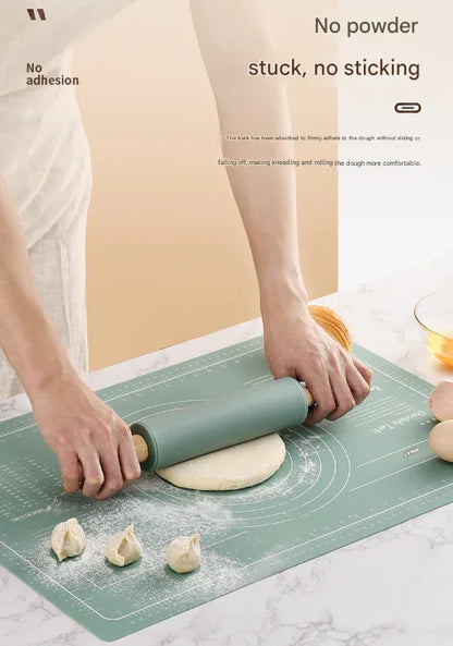 Dark Blue 3-Piece Silicone Baking Set - Non-Stick Pastry Mat with Measurements, Rolling Pin & Dough Scraper - Mekamart Australia