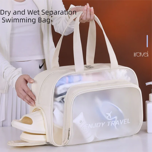 Black Waterproof Wet Dry Separation Travel Bag - Gym, Beach, Swim, Sports Tote with Shoe Compartment(Filming props are not included) - Mekamart Australia