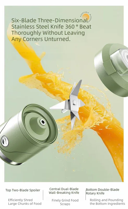 Green Portable Automatic Rechargeable Blender Wireless Juicer Mini Ice Crusher for Smoothies & Shakes - Mekamart Australia