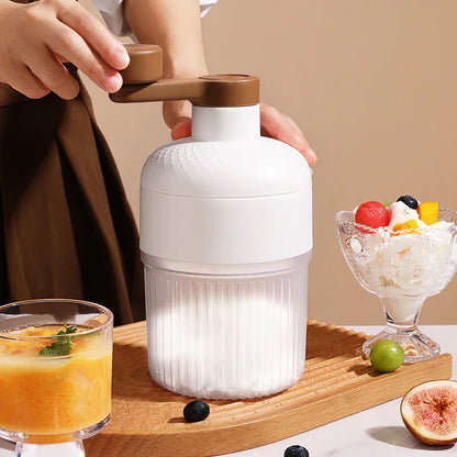 Manual Ice Shaver Machine Portable Hand-Crank Snow Cone Maker for Home Use with 2 Ice Cube Molds - Mekamart Australia