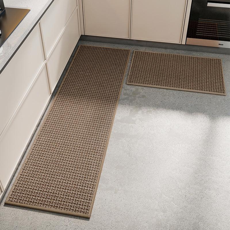 Absorbent & Dirt-Resistant Woven Kitchen Mat - Non-Slip Runner Rug for Home(Interlocking Brown) - Mekamart Australia