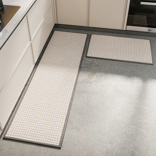 Absorbent & Dirt-Resistant Woven Kitchen Mat - Non-Slip Runner Rug for Home(Interlocking Gray) - Mekamart Australia