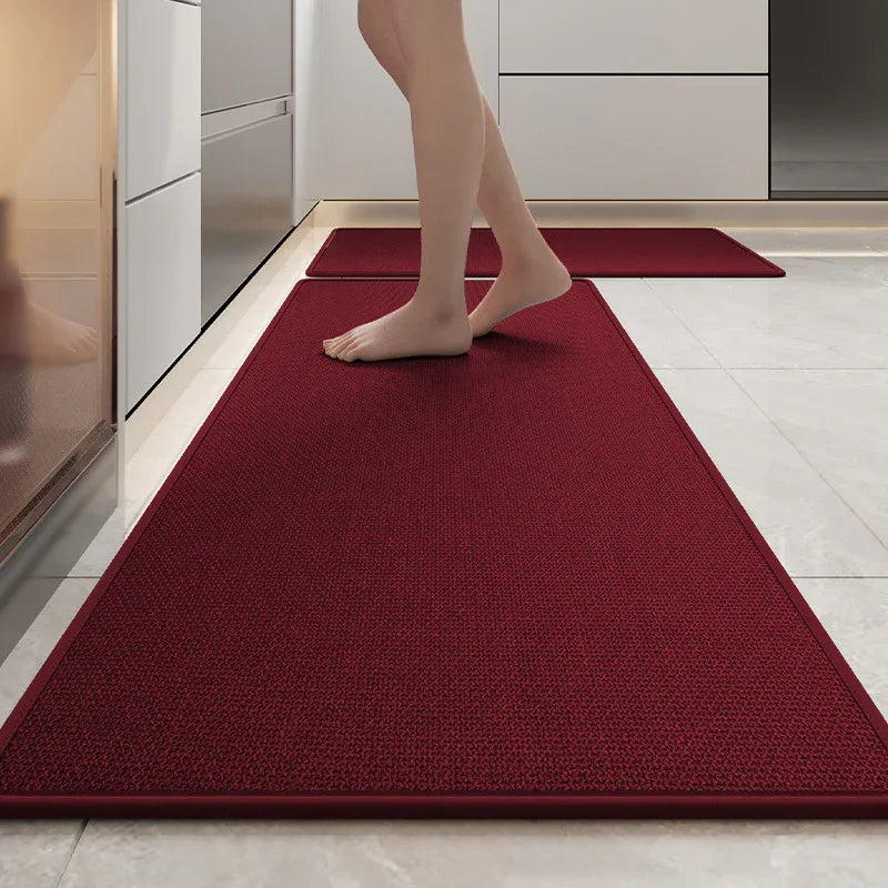 Absorbent & Dirt-Resistant Woven Kitchen Mat - Non-Slip Runner Rug for Home(Style Woven Red) - Mekamart Australia