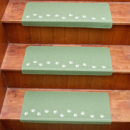 3-Pack Green Non-Slip Luminous Stair Treads - Self-Adhesive Pet Paw Print Stair Mats 55x22x4.5cm - Mekamart Australia