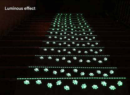3-Pack Brown Non-Slip Luminous Stair Treads - Self-Adhesive Pet Paw Print Stair Mats 55x22x4.5cm - Mekamart Australia