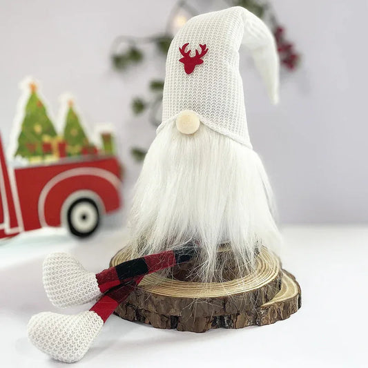 2-Pack Christmas Gnome Decorations - Red & White Long Leg Faceless Santa Elf Plush Ornaments - Mekamart Australia