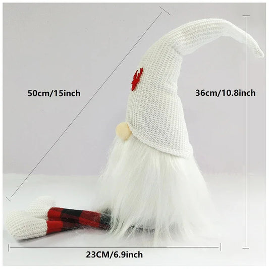 2-Pack Christmas Gnome Decorations - Red & White Long Leg Faceless Santa Elf Plush Ornaments - Mekamart Australia