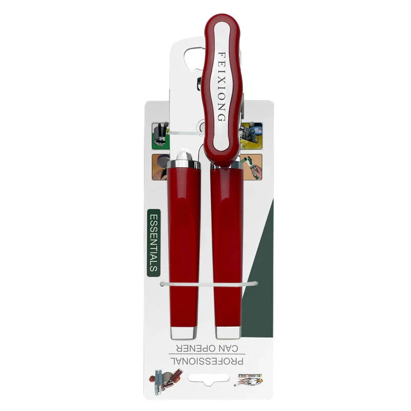 Red (2-Pack) Heavy-Duty Manual Can Opener - Ergonomic 3-in-1 Tool with Stainless Steel Cutter & Bottle Opener - Mekamart Australia