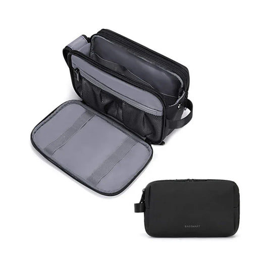 Black Large Capacity Travel Toiletry Bag - Splash-Proof Organizer for Men's Business Trips & Swimming (24x11.7x16 cm) - Mekamart Australia
