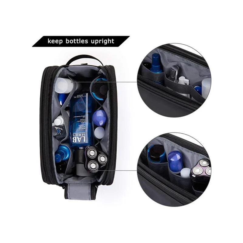Black Large Capacity Travel Toiletry Bag - Splash-Proof Organizer for Men's Business Trips & Swimming (24x11.7x16 cm) - Mekamart Australia
