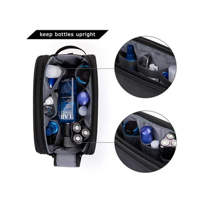 Black Large Capacity Travel Toiletry Bag - Splash-Proof Organizer for Men's Business Trips & Swimming (24x11.7x16 cm) - Mekamart Australia