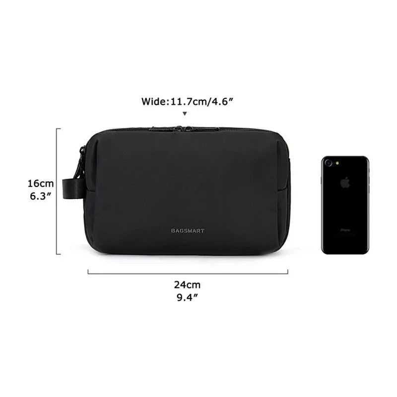 Black Large Capacity Travel Toiletry Bag - Splash-Proof Organizer for Men's Business Trips & Swimming (24x11.7x16 cm) - Mekamart Australia
