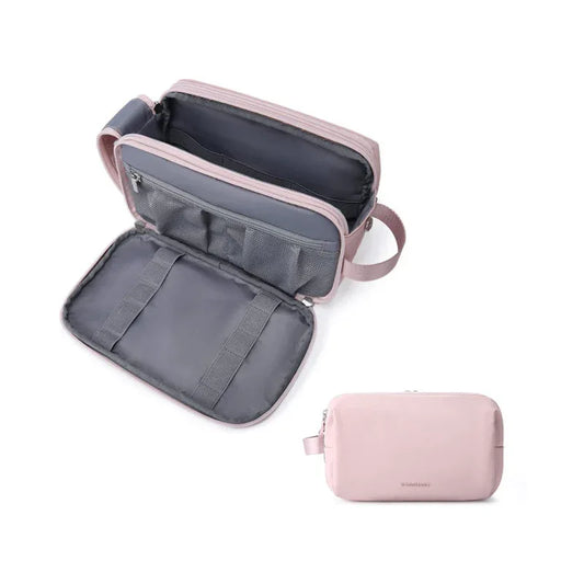 Pink Large Capacity Travel Toiletry Bag - Splash-Proof Organizer for Men's Business Trips & Swimming (24x11.7x16 cm) - Mekamart Australia