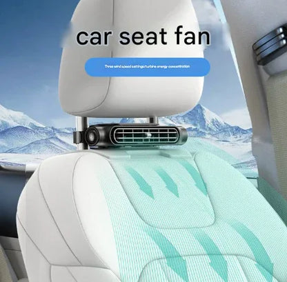 White Car Seat Headrest Fan - USB Powered Bladeless Rear Seat Fan for Vehicle Cooling (175x75x34mm) - Mekamart Australia