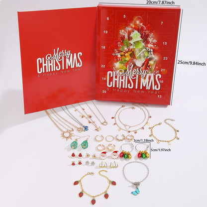 Christmas Jewellery Advent Calendar 24 Day Countdown Blind Box Set Includes Earrings Rings Necklaces and Bracelets Festive Gift for Her - Mekamart Australia