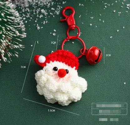 Handmade Christmas Crochet Keychain Knitted Yarn Keyring with Floating Display Case Festive Bag Charm Ideal for Kris Kringle and Stocking Stuffers - Mekamart Australia