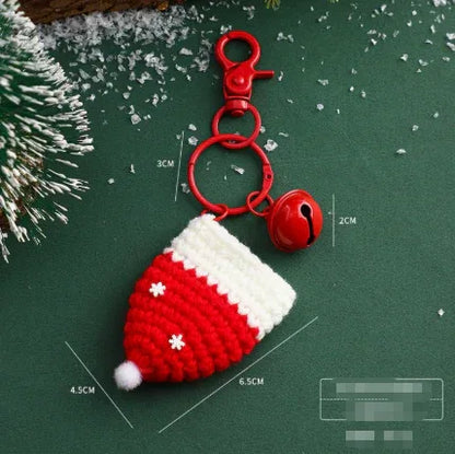 Handmade Christmas Crochet Keychain Knitted Yarn Keyring with Floating Display Case Festive Bag Charm Ideal for Kris Kringle and Stocking Stuffers - Mekamart Australia